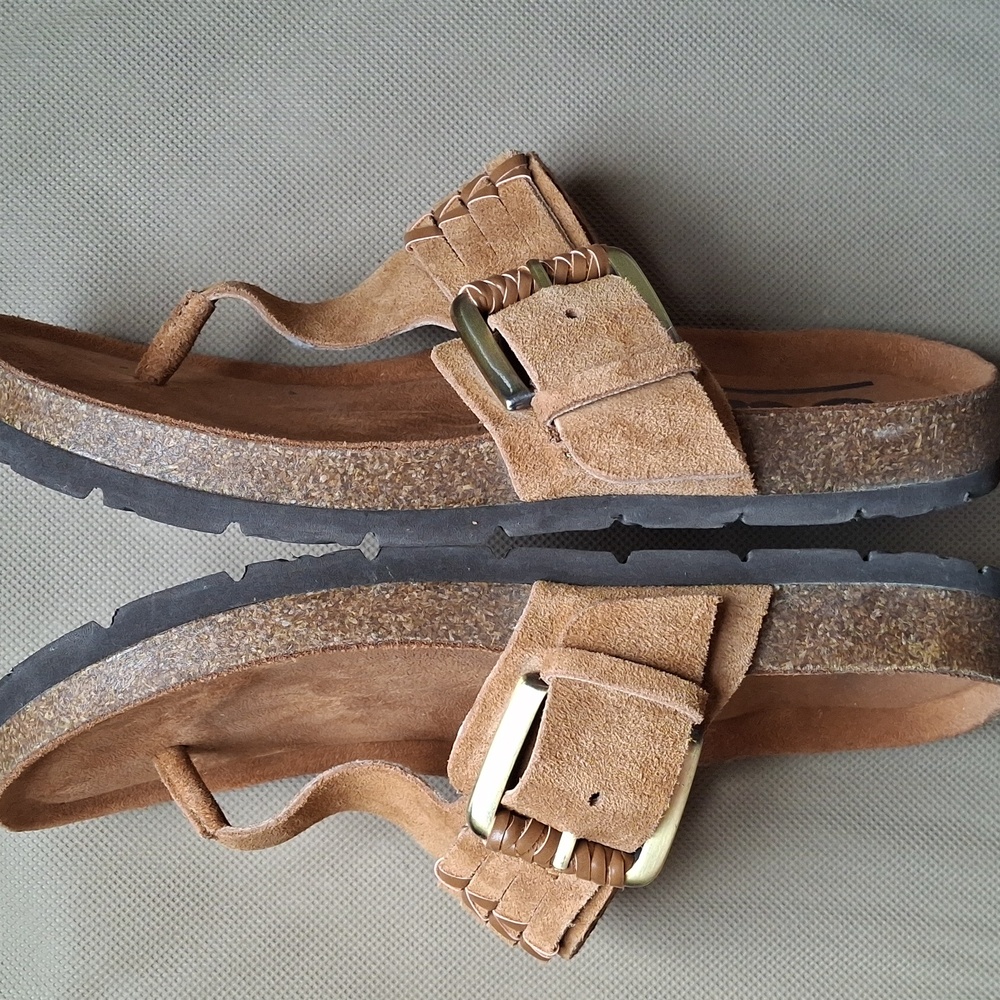 Earth Etaldora Sandals Women’s 7 Tan Leather Thong Flip Flop Boho Comfort - Picture 7 of 9